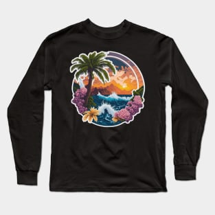 Palm trees in the beach Long Sleeve T-Shirt